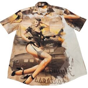 HOO Aircraft Jet B17 Button up Shirt Size Large